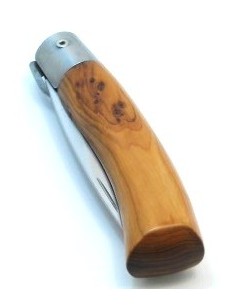 Viroblock handcrafted folding knife of Juniper wood by J. L. Perea