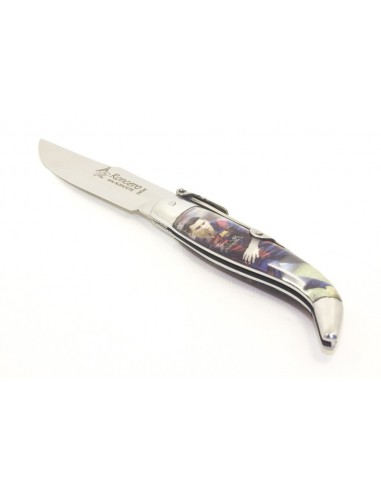 Albacete typical folding knife, Barça acrylic scales