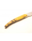  Albacete handcrafted folding knife with scales of Stabilized Beechwood orange